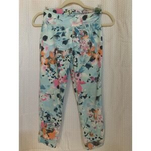 Tek‎ Gear Girls Large 10-12 Floral Leggings Blue Stretchy